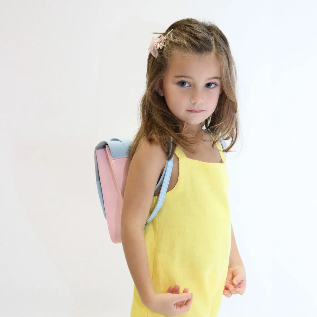 Cartable design aux couleurs Bleu, Rose et jaune pour fille 