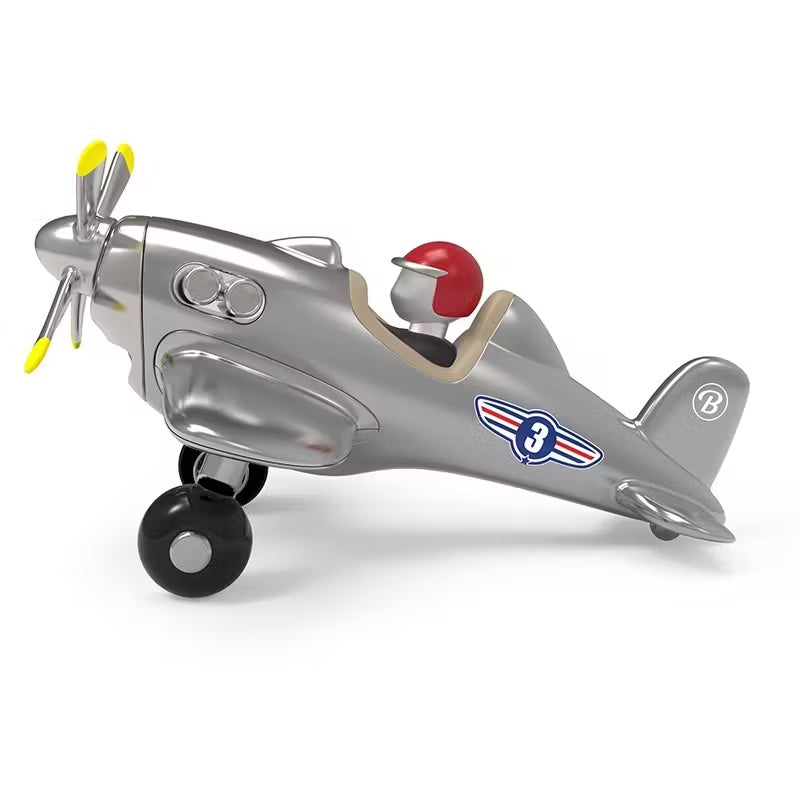 Avion gris vintage pour enfant - Jet Plane Silver Collection Baghera